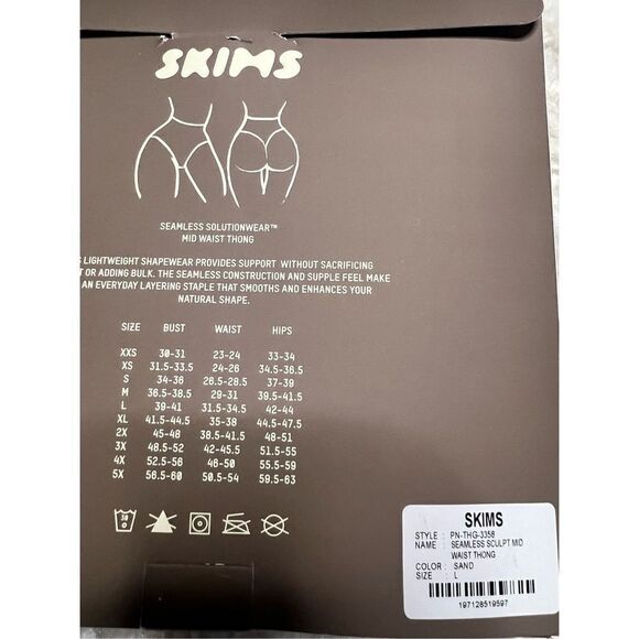 Skims Women's Tan Seamless Sculpt Mid Waist Thong Shapewear Size Large NWT - Picture 4 of 4